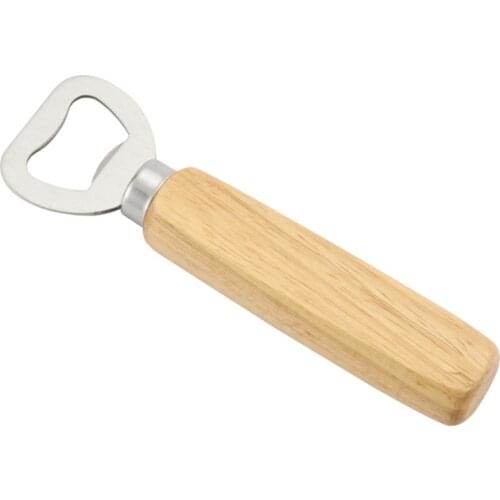 Simple Nonporous Wooden Handle Stainless Steel Corkscrew Home Use Bar Beer Soda Cover Opener Wine Bottle Opener