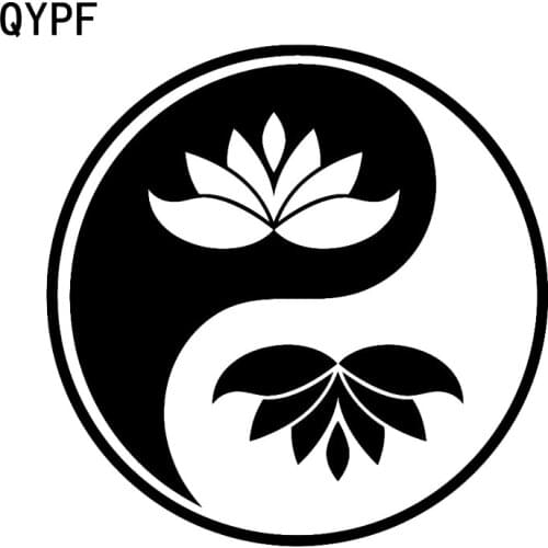 QYPF 15.6cm*15.6cm Beautiful Flower Yin Yang Vinyl Car Sticker Motorcycle Sticker Variety Shaped C18-0565