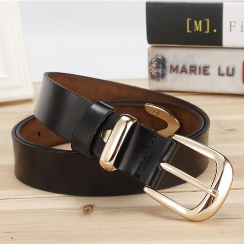 High Quality Women Genuine Leather Belt Simple Joker Pure Cowhide Needle Buckle Beltsadjustable Belt Designer Female Casual Belt