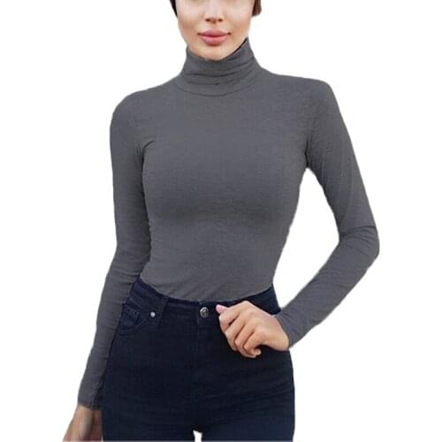 Turtleneck Long Sleeve Sexy Bodysuit Women Solid Color Bodycon Skinny Warm Romper Elegant Autumn Bottoming Jumpsuit