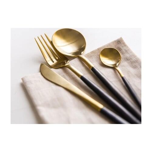 Black Gold Stainless Steel Tableware 4 Sets Of Steak Knife And Fork Suit Classic Spot Kithchen Dinner Set