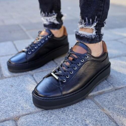 Tezcan Hakiki Deri 7608 Siyah Deri Kahve Konç Erkek Spor Ayakkabı Yeni Sezon Yazlık Tüm Kıyafetlere Uygun İndirimli Fiyat