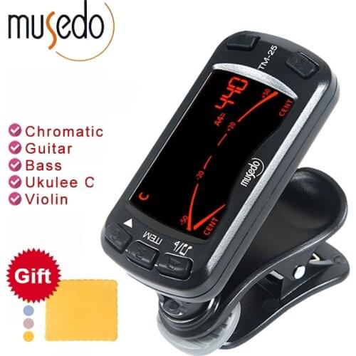 Musedo TM-25 TM25 Clip-on Electric Tuner & Metronome Guitar Chromatic Bass Violin Ukulele Universal Multifunction Portable