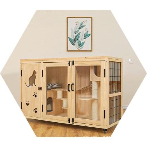 Solid wood thermostatic cat delivery room & thermostatic breeding cat cabinet & double cattery cat cabinet