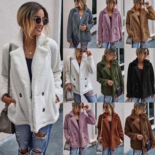 Spring Hot Sale Fashion Button Collar Pocket Blouse Fleece Jacket Loose Suit Collar Casual Style Temperament Communte