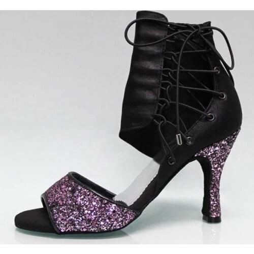 Evkoodance Party Dance Boots Women Fashion Latin Salsa Ballroom Dance Shoes for Ladies Satin Shoes Girls Christmas Gift