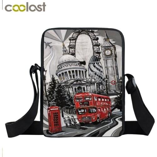 Vintage Oil Painting Small Shoulder Bag London Landscape / Eiffel Tower Women Handbags Teenage Girl Messenger Bag Crossbody Bags