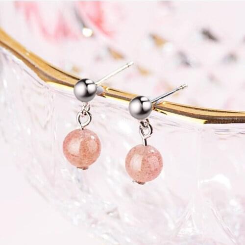 KOFSAC New Fashion 925 Sterling Silver Stud Earring Elegant Strawberry Crystal Earrings for Women Girl Party Ear jewelry Gifts