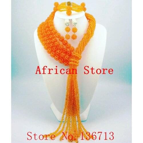 Amazing african beads jewelry set chain women Nigerian wedding crystal multi layer necklace/ earring Indian jewelry sets R612