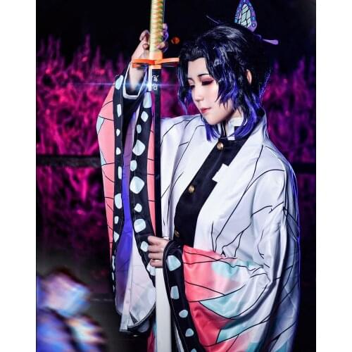 Demon Slayer Kimetsu no Yaiba Kochou Shinobu Cosplay Costume Women Kimono Uniforms Halloween Carnaval Party costume