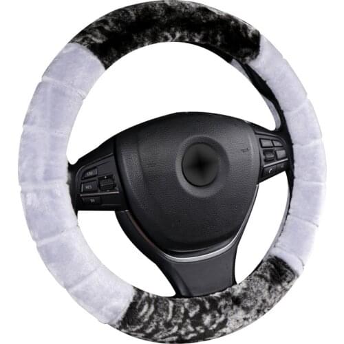 Winter Fashion Warm Plush Car Steering Wheel Cover Suitable For 37-38CM/14.5"-15" M Size Round Braid On Steering Wheel Cover