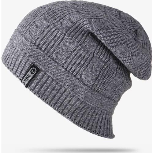 Winter Hat for Men and Women Solid Thickened Knit Hats Beanies Warm Hat Soft Letter Patch plush wool Ski Cap
