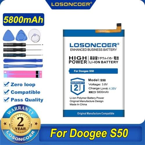 100% Original LOSONCOER 5800mAh Battery For Doogee S50