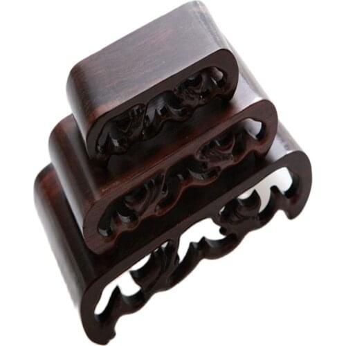 3 pcs hard Wood Stand of Netsuke Snuff bottle Carving Display