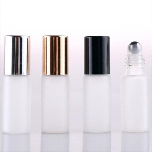 5ML frosted glass bottle steel ball roll on for eye cream, perfume,essential oil/lip gloss/honey skin care cosmetic