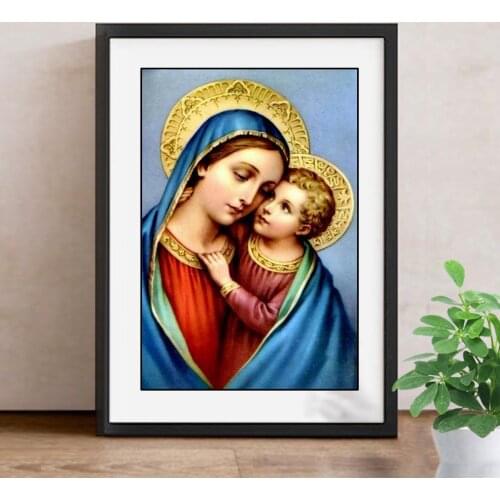 Diamond Painting Cross Stitch Religion Full Square Diamond Embroidery Mosaic Holy Jesus Family Home Decor Christmas Craft