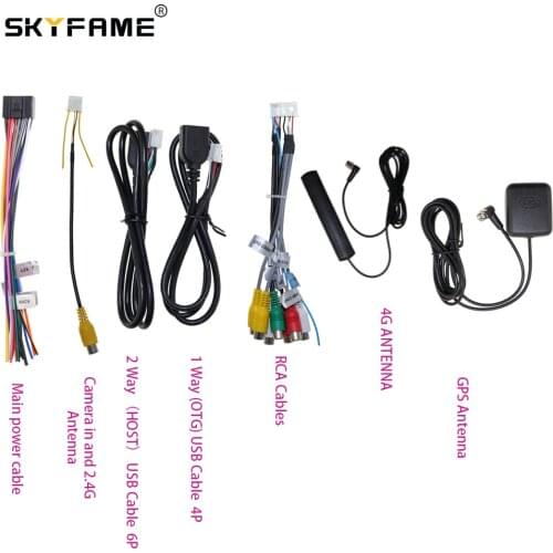 SKYFAME Car Head Unit Stereo Wire Harness Kits for car DVD and big scrren Android RCA cable Antenna Reversing line USB cable