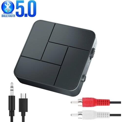 Bluetooth-compatible 5.0 Audio Receiver Transmitter 3.5mm AUX Jack RCA USB Dongle Stereo Wireless Adapter with Mic For Car TV PC