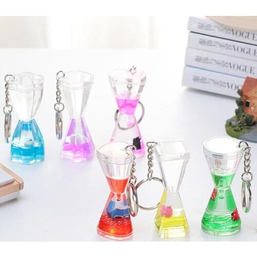 1pc Color Random Mini Cute Version Small Animal Key Pendant Timer Hourglass Plastic Drip Oil Couple Gift Waist Hanging Keychain