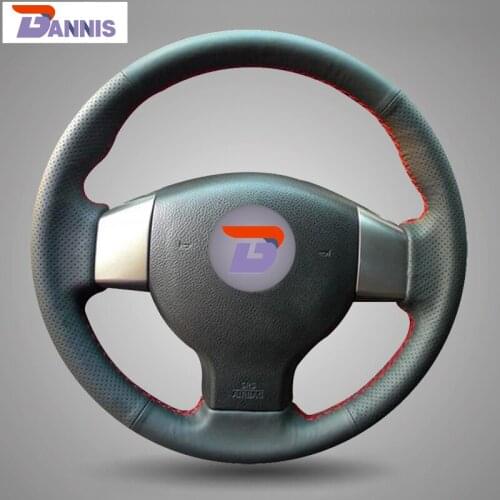 BANNIS Black Artificial Leather DIY Hand-stitched Steering Wheel Cover for Old Nissan Tiida Livina Sylphy Note