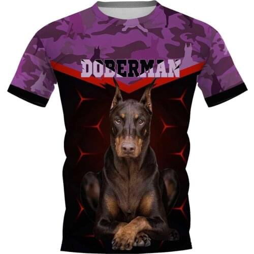 CLOOCL Doberman Pinscher 3D T-shirts Pet Dog Print Men T Shirts Camo Short Sleeve Tops Unisex Harajuku Tees Customized Products