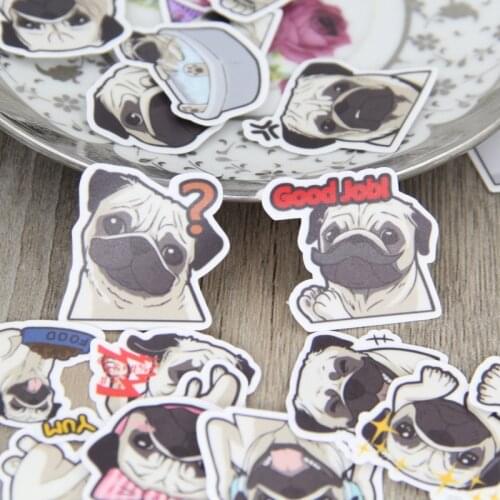 40 pcs Pug Pug cute animal stickers luggage skateboards graffiti decals car styling laptop bike toy DIY Scrapbooking