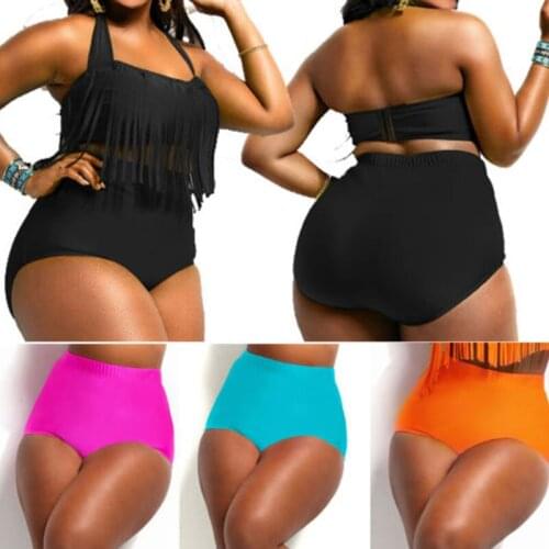 Women´s Beach Swimwear Bottoms Solid Color High Waisted Bikini Swimsuit Bathing Plus Size