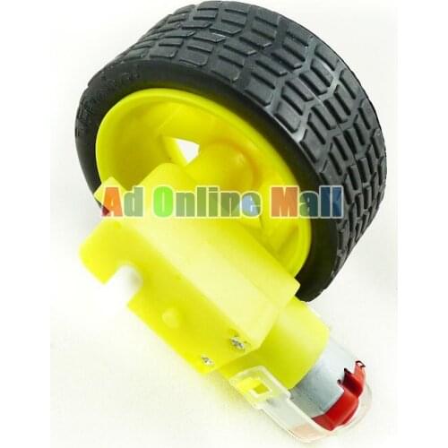 DC 3-6V 48:1 Drive Gear Motor with tyre for Smart Car Robot Plastic 10Set/Lot