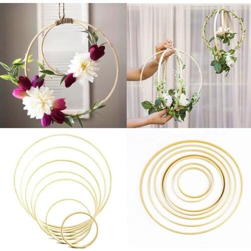 5pcs 9-30cm Catcher Ring Wood Bamboo Circle Embroidery Hoop DIY Art Craft Hanging Flower Wedding Party Wreath Decoration