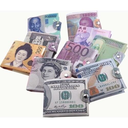 Creative Money Printing Pattern Wallet Buckle Storage Package Dollar Sterling Euro Ruble Shape Coin Purse