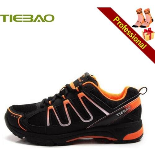 TIEBAO Leisure Cycling Shoes Men Women Self-locking Breathable Mountain Bike Sneakers Add Cycling Socks Mtb Riding Bicycle Shoes