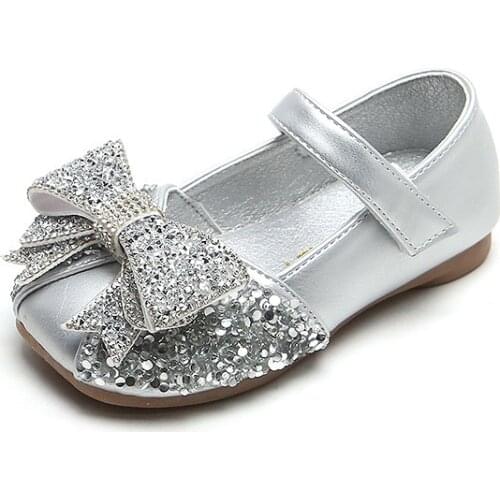 Summer New Cute Princess Shoes Rhinestone Soft Bottom Butterfly-knot Girls Shoes Casual Leather Shoes Flats Sweet for Party Shoe