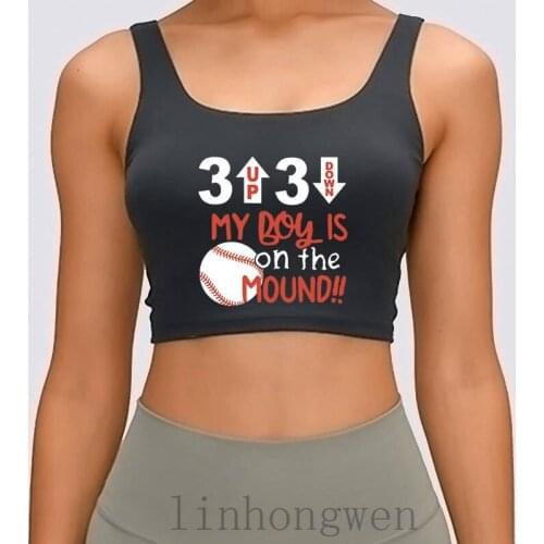 My Boy Is On The Mound Game Player Team Work Baseball Women Tank Top New Style Crazy Cotton Round Neck Crop Top