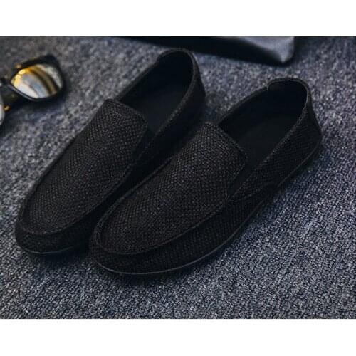 New Loafers Men Breathable Casual Shoes Classic Linen Slip On Sneakers Male Summer Cheap Driving Shoes For Men Wide 2020