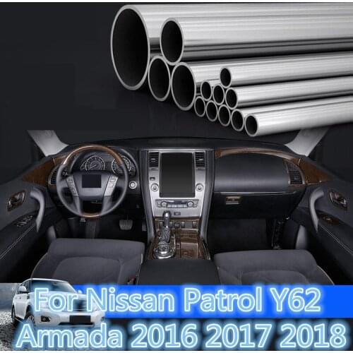 Stainless Steel Peach wood Automotive interior dedicated Patch dashboard Full set For Nissan Patrol Y62 Armada 2016 2017 2018