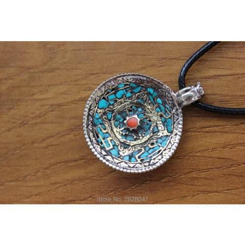 PN113 New Arrival Ethnic Tibetan Buddhism Copper 31mm Amulet Handmade Nepal Jewelry Double Side Pendants