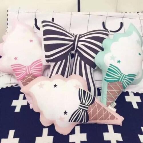 New Cute Ice Cream Sofa Doll Cushion Bow-Knot Pillow Kids Dolls Gift Photography Home Decorations
