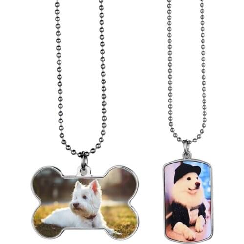 Rectangle Bone Sublimation Blanks Pet Identification Tag Board Ornament DIY Heat Transfer Necklace Keychain Single-Sided Pendant