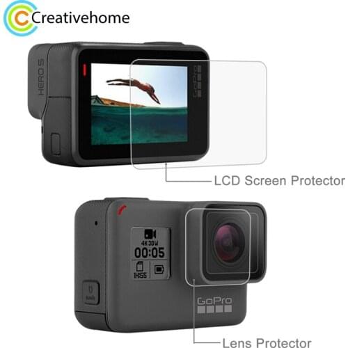 PULUZ Lens Protector HD Screen Protector + LCD Dispaly Tempered Glass Film for GoPro HERO(2018) /7 Black /6 /5 Glass Film