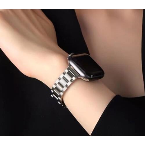 For apple watch strap se 40mm 44mm slim stainless steel bracelet for iwatch 6 5 4 apple watch 3 38mm 42mm band women men bands