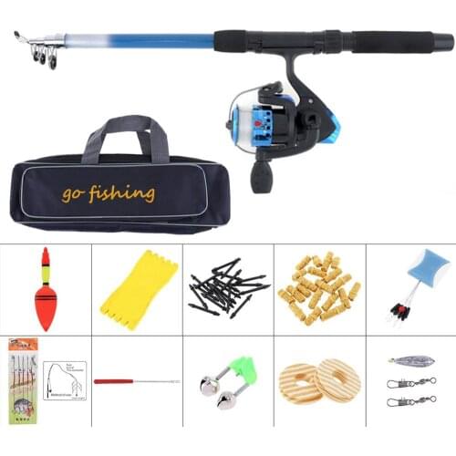 2.1m Fishing Rod Reel Line Combo Full Kits Spinning Reel Pole Set with Fishing Bag Soft Lures Fishing Float Hook Tool Set Hot