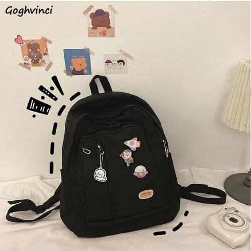 Backpacks Women Oxford Waterproof Solid Simple Harajuku Multi-pockets Large Capacity Korean Style Students Book-bags Female Ins