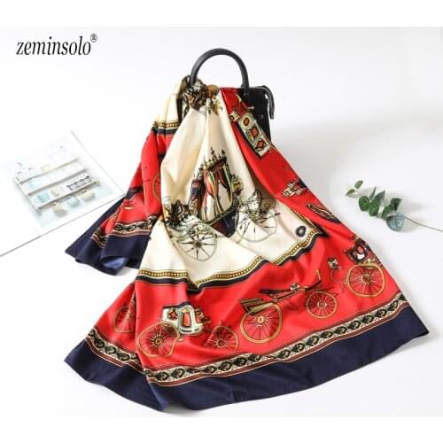 130*130cm Twill Silk Women 100% Silk Scarves Shawls Stoles Square Luxury Brand Horse Print Scarf Wrap Female High Quality Shawl