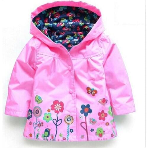 Baby girl windproof outer jacket,new 2017 baby girl waterproof clothing,baby girl flower outerwear clothes for 12M-24M