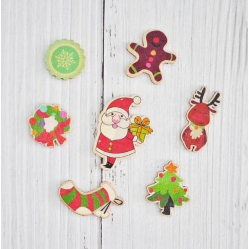 Happymems 24/120pcs Wood Shapes Colorful Christmas Unfinished Wood Stick DIY Crafts Home Wood Decoration Wooden Scrapbooking