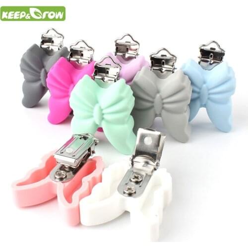 KEEP&GROW 3Pcs Butterfly Silicone Nipple Holder Pacifier Clips Baby Teething Toys BPA Free DIY Pacifier Chain Accessories
