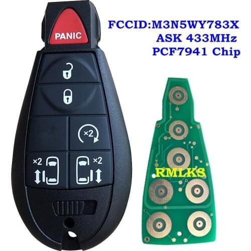5+1 6 Buttons Smart Remote Key Fob for JEEP M3N5WY783X / IYZ-C01C For Chrysler 300c Town Country 433Mhz For Jeep Commander ID46