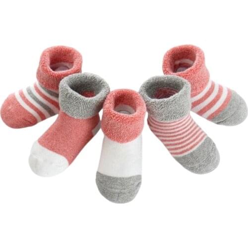 5 Pairs Warm Baby Socks Thicken Cotton Terry Newborn Toddler Stockings Foot Sox XXFE