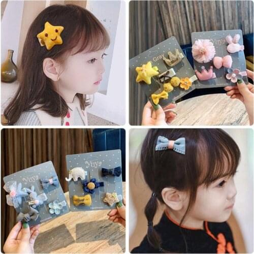 5pcs Lace Flower Hair Clip For Girls Cartoon Kawaii Headdress Sets Side Clip Hair Accessories Clip Bow Hairpin Baby Hair Pin