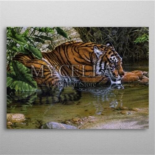 5D DIY Diamond Painting Full Square Diamond Embroidery Animal Tiger Diamond Mosaic Cross Stitch Set Home Decor Arts & Crafts